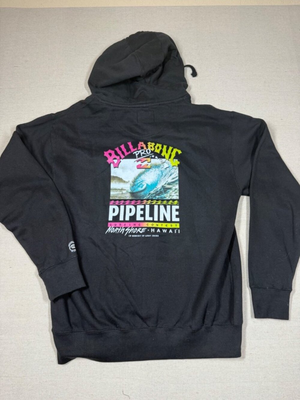 Billabong Pipeline Hawaii Hoodie Mens M Black Surf Graphic Pullover NWT - Picture 11 of 12